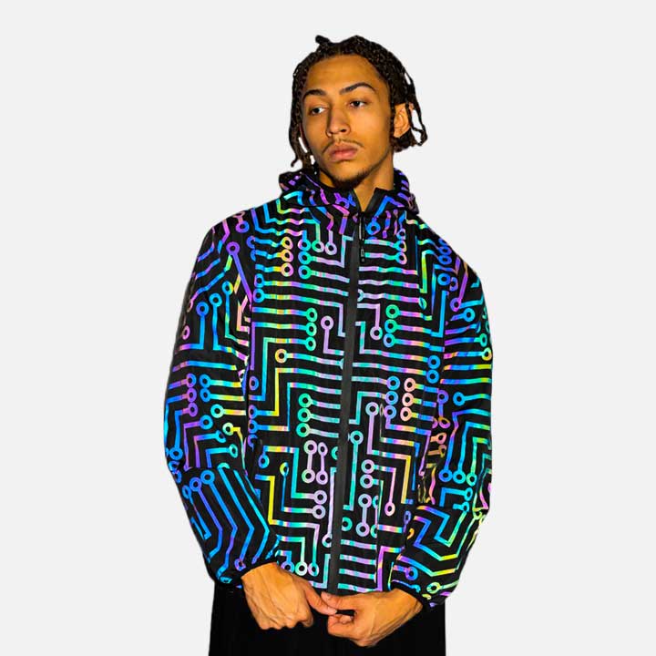 HoloGear™ Holographic Reflective Geometric Circuit Jacket